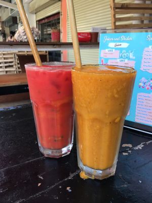 Exotic Tropical juice & Golden Shake at Kampot Juice Box in Kampot