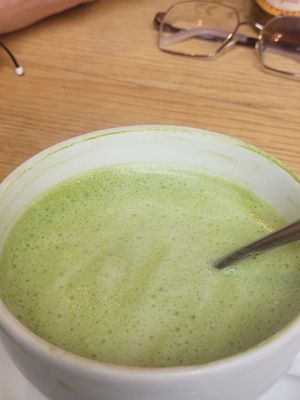 Matcha Latte with oatmilk at Reggeli in Pecs