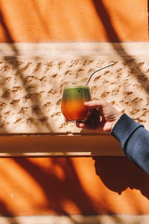 Carrot-Matcha Fizz. Iced, with verjus at Reggeli in Pecs