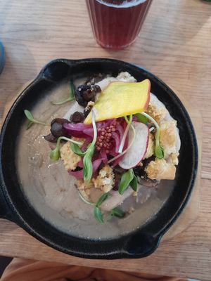 Croque duxelles vegan at Reggeli in Pecs