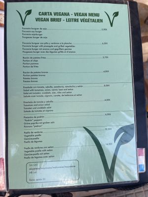 Vegan menu as at 29 June 2022  at Guep Cafe in Mallorca