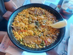 Paella with seitan 16.50eur at Guep Cafe in Mallorca