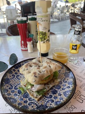Foccacia Burger with Pineapple   at Guep Cafe in Mallorca