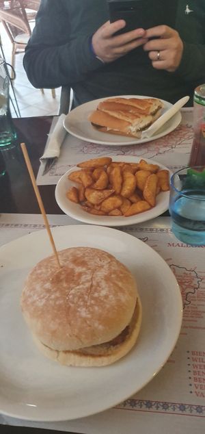 Hot dog, patatas bravas, seitan baguette at Guep Cafe in Mallorca