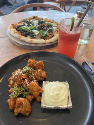 Buffalo cauliflower wings and field pizza   at Bella by Sage in Ubud