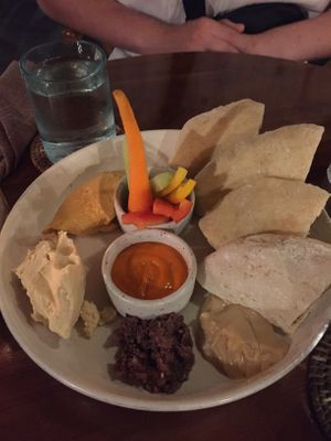Vegan appetizer (hummus, tapenade etc) at Bella by Sage in Ubud