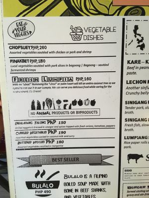 Vegetable dishes at Wild Fern in Coron