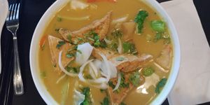 Curry pho with fried tofu at Pho HouZ in Calgary