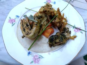 Banana flower fritters at Bloomy in Toulouse