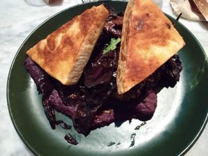 Tofu, miso red cabbage and rice at Bloomy in Toulouse