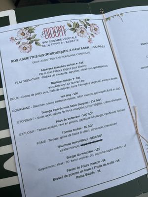 Menu June 2022  at Bloomy in Toulouse