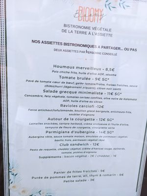 Menu at Bloomy in Toulouse