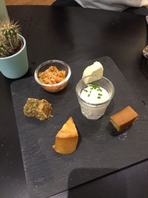 Fantastic cheese plate.  Best sour cream anywhere! at Bloomy in Toulouse