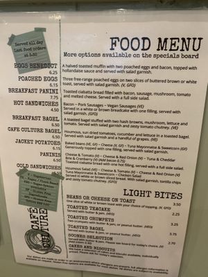 Food menu  at Inspiration in Driffield