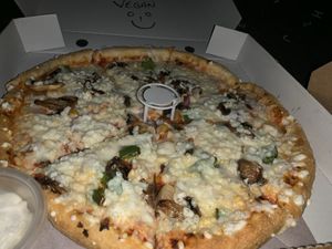 Vegan Sweet Pizza with extra cheese and mushrooms 😍😍😍 at Cardiff Pizza Company in Cardiff