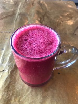 Beetroot Ginger Organe Juice  at Earth Cafe - Messfloui in Marrakech