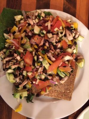 Raw pizza at Ginger's Garden Cafe in Springville