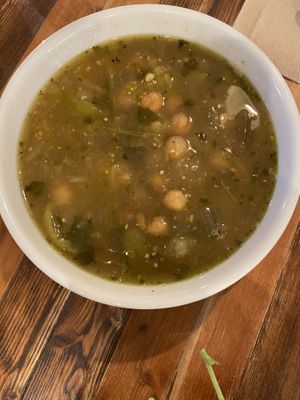 Tomatillo soup at Ginger's Garden Cafe in Springville