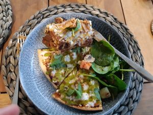 Lasagne & salad with Golden Samurai pizza at Wildeflour Bakehouse in Cairns