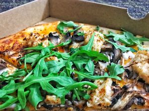Mushroom pizza  at Wildeflour Bakehouse in Cairns