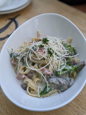 Fettuccine carbonara at Wildeflour Bakehouse in Cairns