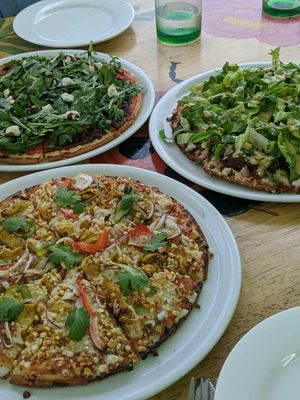 Back right: burger bomb, front: golden samurai (our favourites) at Wildeflour Bakehouse in Cairns