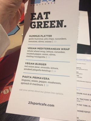 Vegan/vegetarian menu available upon request. at 23.sportcafe in Uncasville