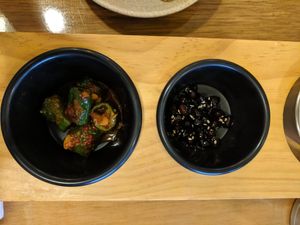 Spicy peppers and sweet beans at Soonnam Siraegi 순남시래기 - Jung-gu in Seoul