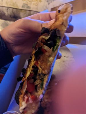 Create a calzone with vegan ricotta and vegan mozz at Create A Pizza in Rochester