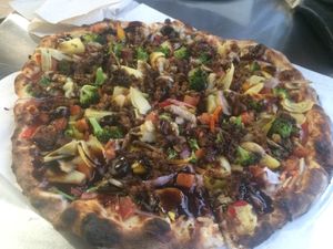 12-inch round, vegan cheese and Beyond-meat 13 at Create A Pizza in Rochester