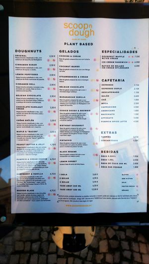 Menu at Scoop 'n Dough in Lisbon