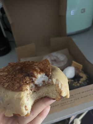 In the forefront: Karob dulce de leche cheesecake. Background: lemon poppyseed and chocolate tarte  at Scoop 'n Dough in Lisbon