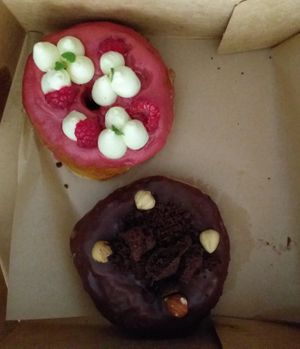 these donuts are amazing
 at Scoop 'n Dough in Lisbon