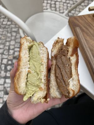 Pistachio and coffee  at Scoop 'n Dough in Lisbon