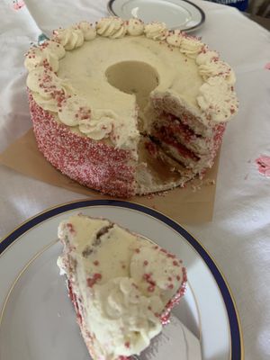 Birthday cake ☺️☺️💖 delicious but too sweet. Its made if donut layers  at Scoop 'n Dough in Lisbon