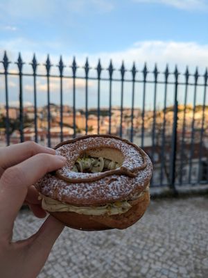 Pistachio doughnut at Scoop 'n Dough in Lisbon