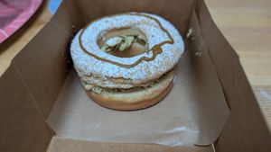 Pistachio donut at Scoop 'n Dough in Lisbon
