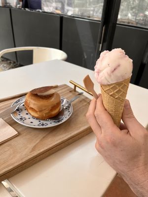 Coconut, lemon and blueberry ice cream   at Scoop 'n Dough in Lisbon