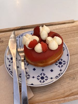 Raspberry doughnut   at Scoop 'n Dough in Lisbon