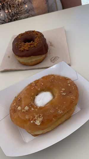 Salted caramel and Belgian chocolate donuts  at Scoop 'n Dough in Lisbon