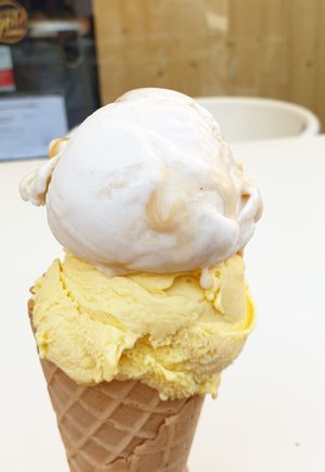 Salted caramel and coconut mango at Scoop 'n Dough in Lisbon