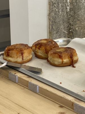 Creme Brûlée doughnuts - amazing!  at Scoop 'n Dough in Lisbon