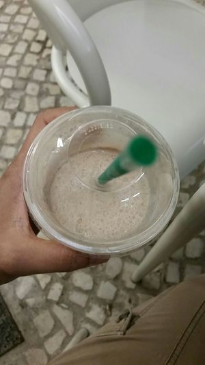 Cookie dough and chocolate brownie with oat milkshake at Scoop 'n Dough in Lisbon
