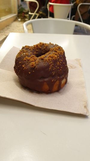 Chocolate covered donut at Scoop 'n Dough in Lisbon
