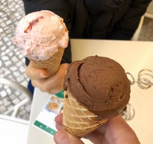 strawberries and cream and belgian chocolate  at Scoop 'n Dough in Lisbon