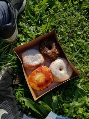 Nutella, Belgian chocolate, Creme brùlee and lemon poppy seed doughnuts at Scoop 'n Dough in Lisbon