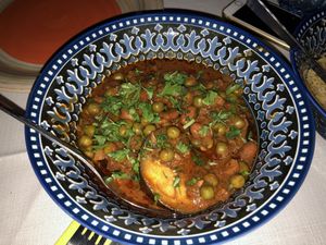 Aubergine & pea stew at The Marrakech in Paphos