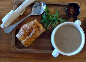 Mushroom soup and mushroom roll at Myo in Cork