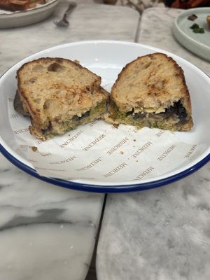 Mushroom chimichurri toastie  at Medicine in Birmingham