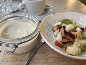 Soy yogurt with fruit  at Rosemary in Rome